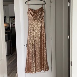 Rose Gold Christina Wu long sequin dress